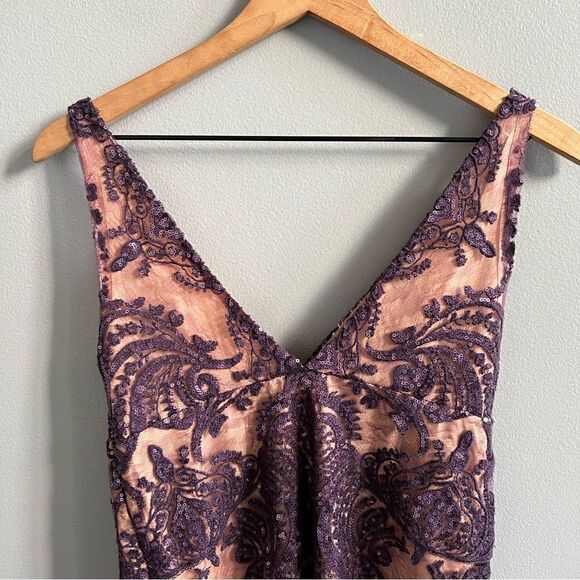 Free People Night Shimmer Mini-Dress Size 0 Sundown Purple Sequins Sleeveless - Picture 9 of 16